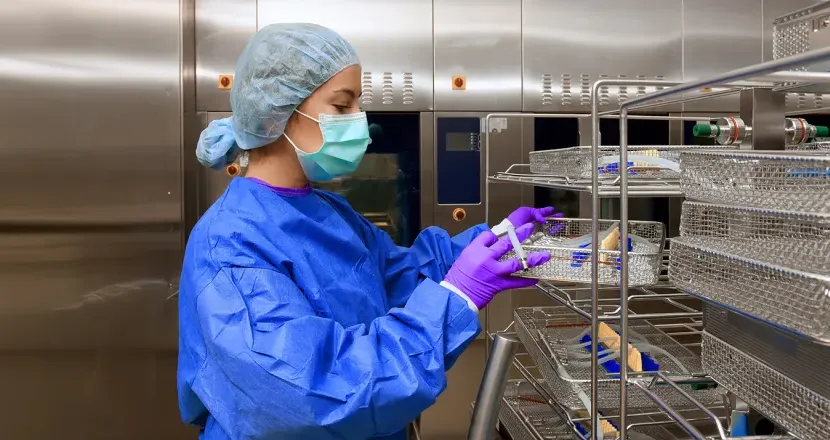 Sterile Processing Technician Cleaning Medical Instruments